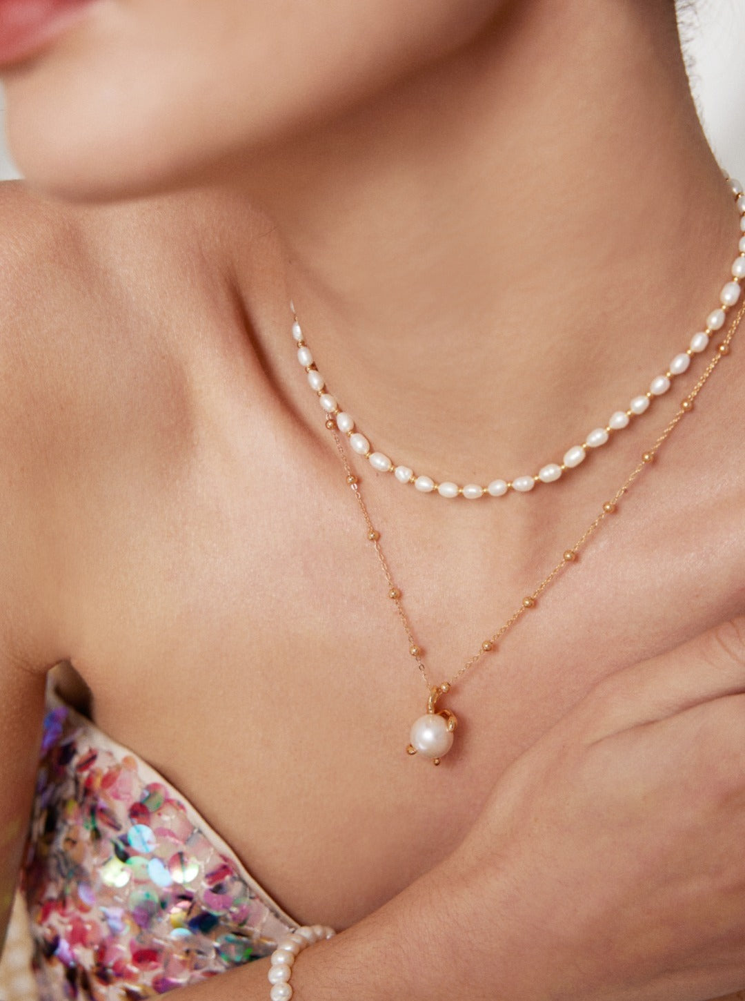 Sterling Silver Round Baroque Pearl Necklace