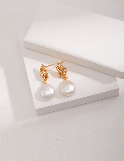 Classic Charms 925 Sterling Silver Cultured Baroque Pearl Earrings