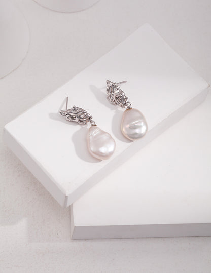 Classic Charms 925 Sterling Silver Cultured Baroque Pearl Earrings