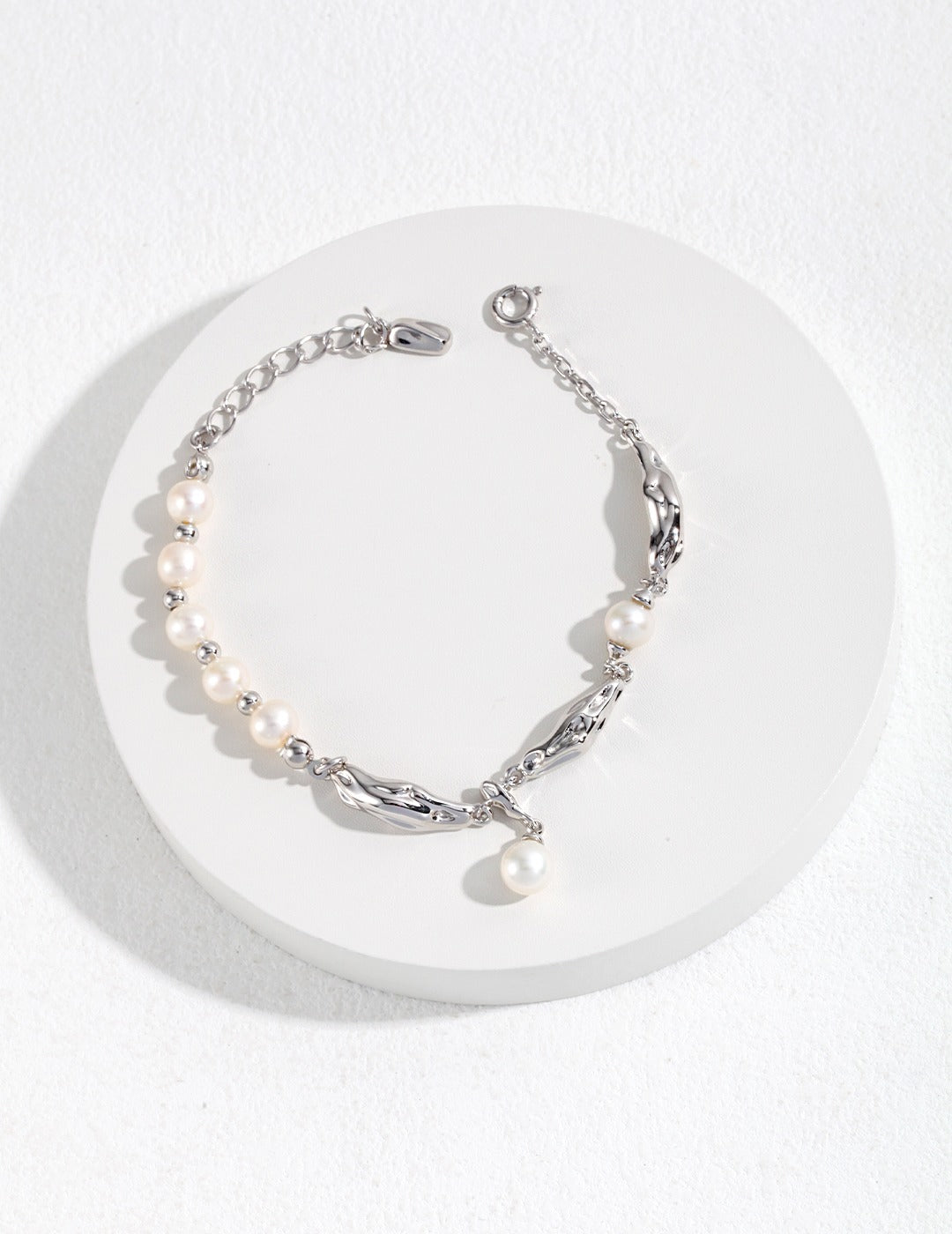 Natural Pearl Scarf Design Sterling Silver Pearl Bracelet