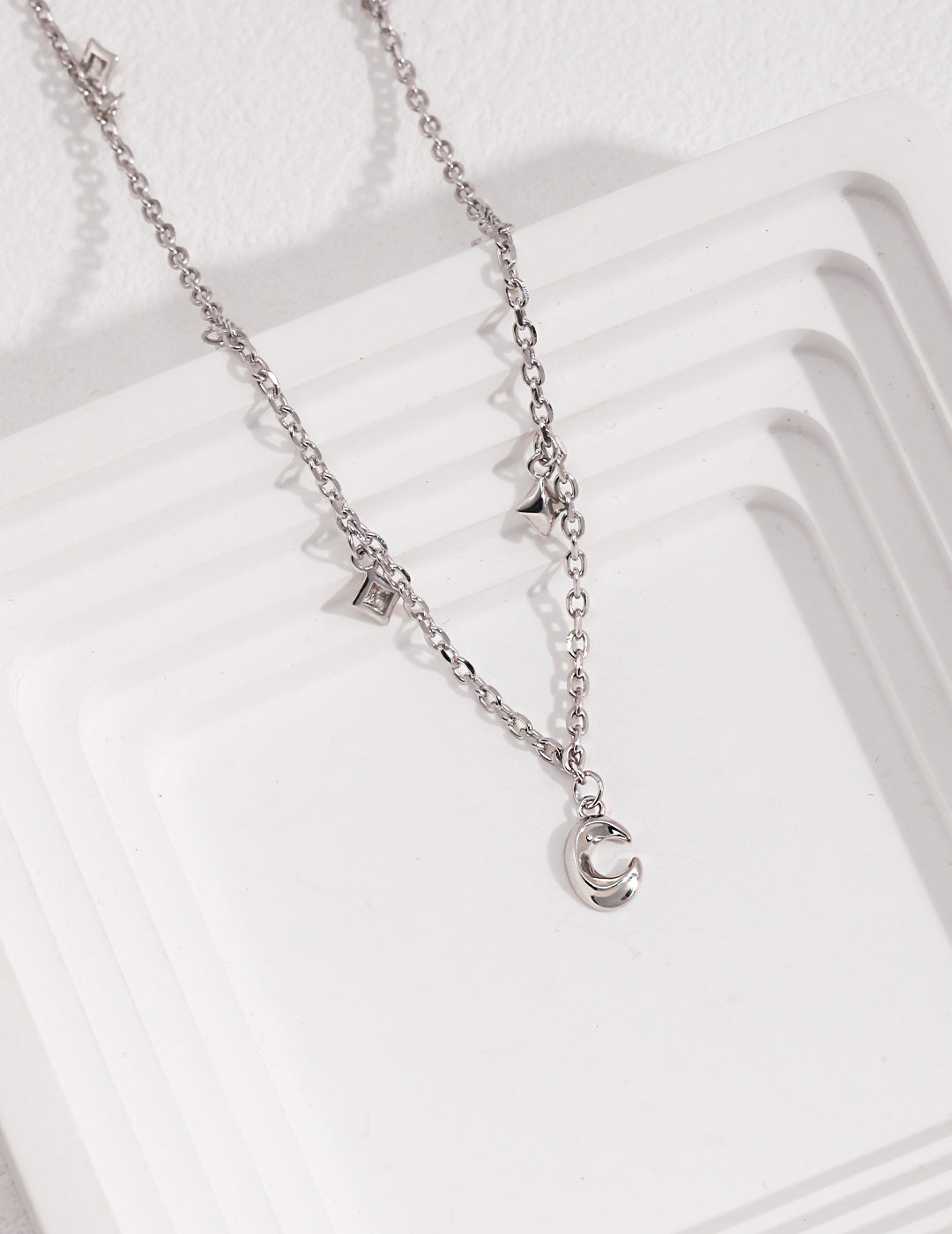 Must-have Layered Sterling Silver Star and Moon Necklace