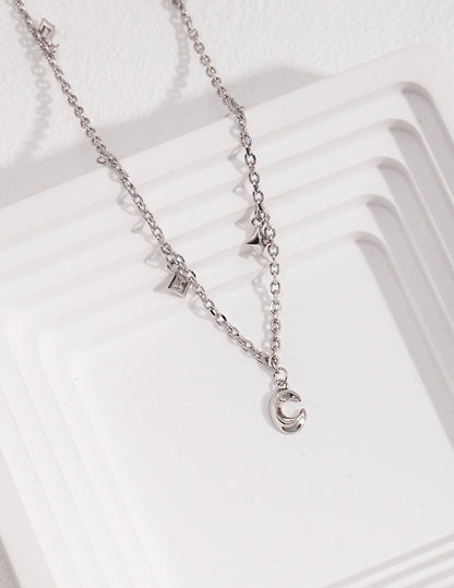 Must-have Layered Sterling Silver Star and Moon Necklace