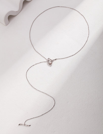 Ginkgo Leaf Sterling Silver Pearl Necklace