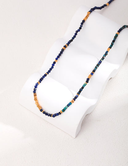 Blue Lapis Lazuli Necklace with Gilded Silver Accents