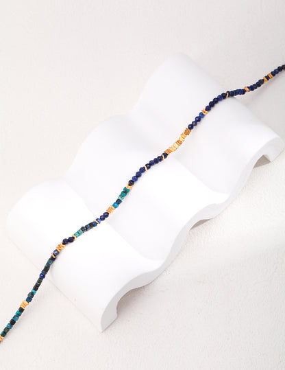 Blue Lapis Lazuli Necklace with Gilded Silver Accents