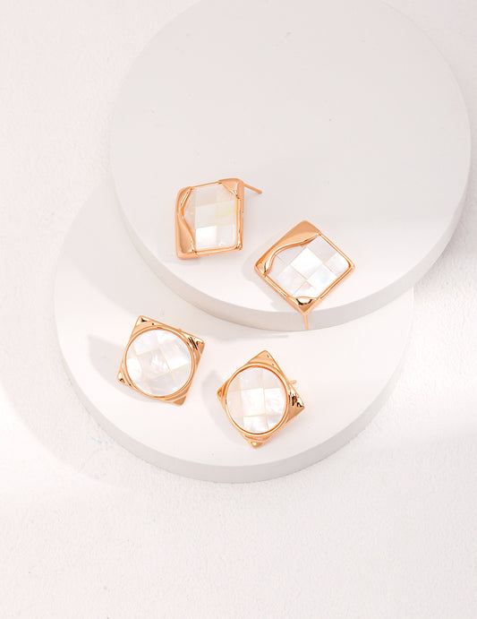 Square Sterling Silver Shell Earrings