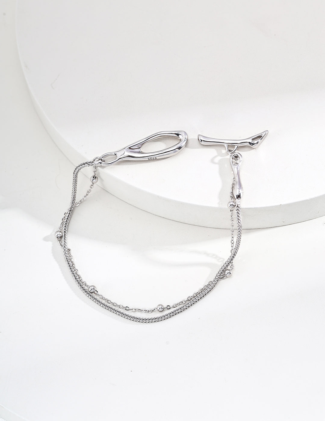 S925 Sterling Silver Simple OT Clasp Bracelet