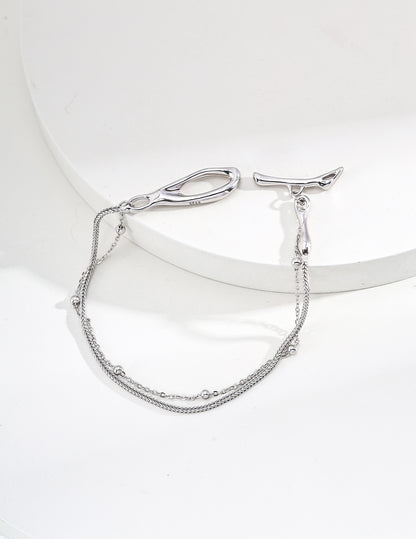 S925 Sterling Silver Simple OT Clasp Bracelet