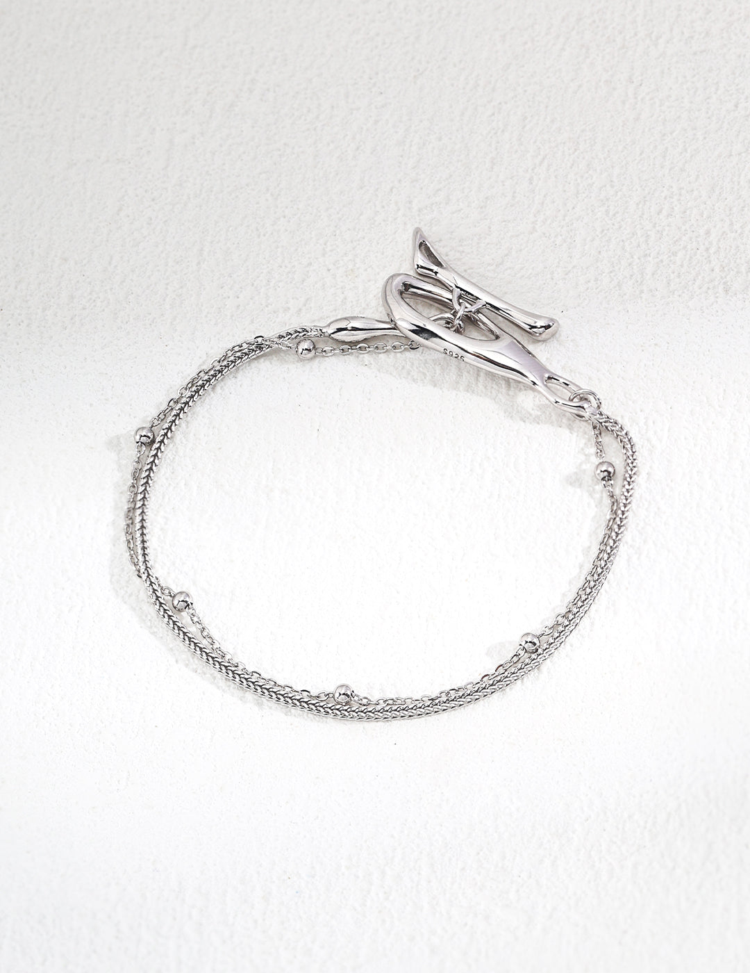 S925 Sterling Silver Simple OT Clasp Bracelet