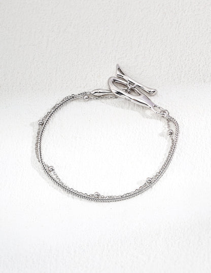 S925 Sterling Silver Simple OT Clasp Bracelet